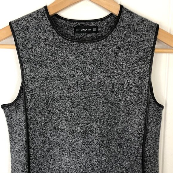Zara Womens Gray Dress with Faux Leather Piping Detail Small - Picture 4 of 12